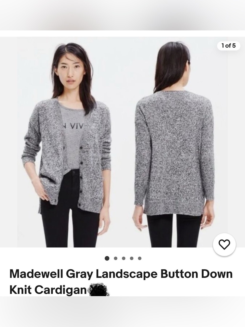 Madewell Gray Marled Button-Front Cardigan